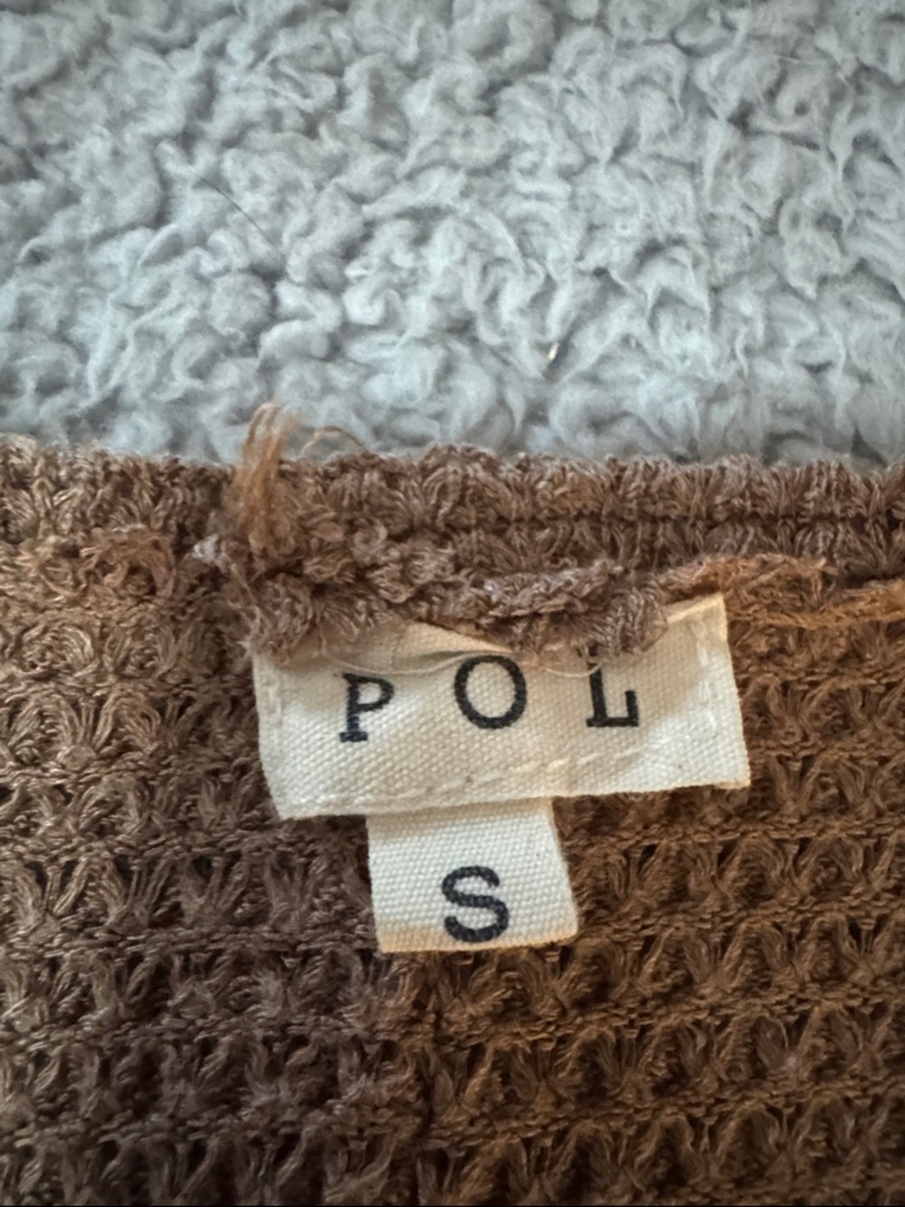 POL Two-Tone Waffle & Ribbed Tank in Brown and Cream - Picture 4 of 5
